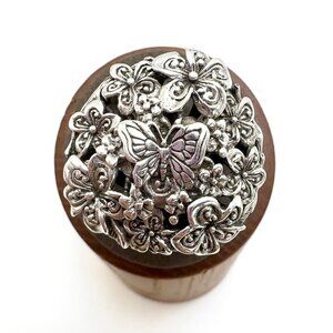 VTG Sterling Silver 925 Butterfly & Floral Intricate Design Ring Size 10.75